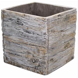 Virágláda kocka Wood fehér 12cm