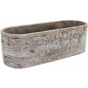 Virágláda ovális Wood fehér 38cm